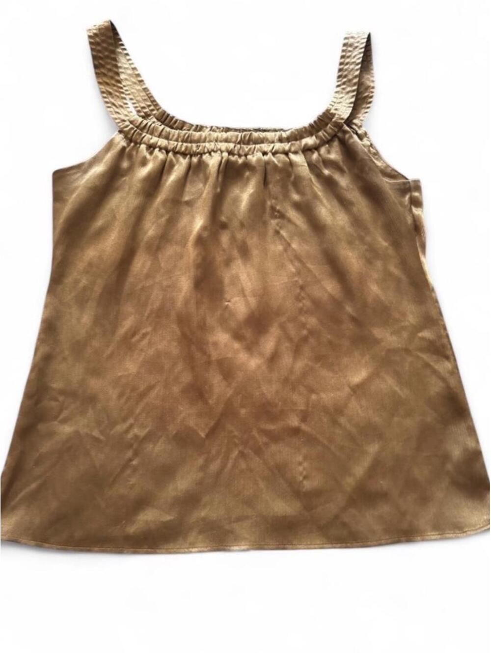 Y2K To The Max Ruched Satin Bronze Metallic Cami Tank size Large